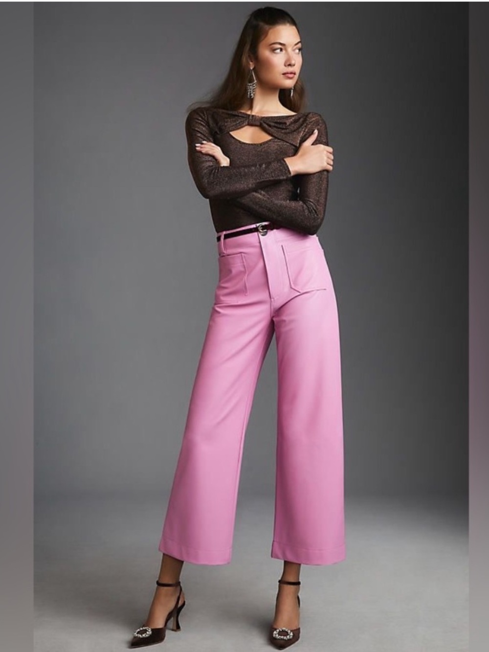 NWOT Anthropologie Maeve Colette Faux-Leather Cropped Pant